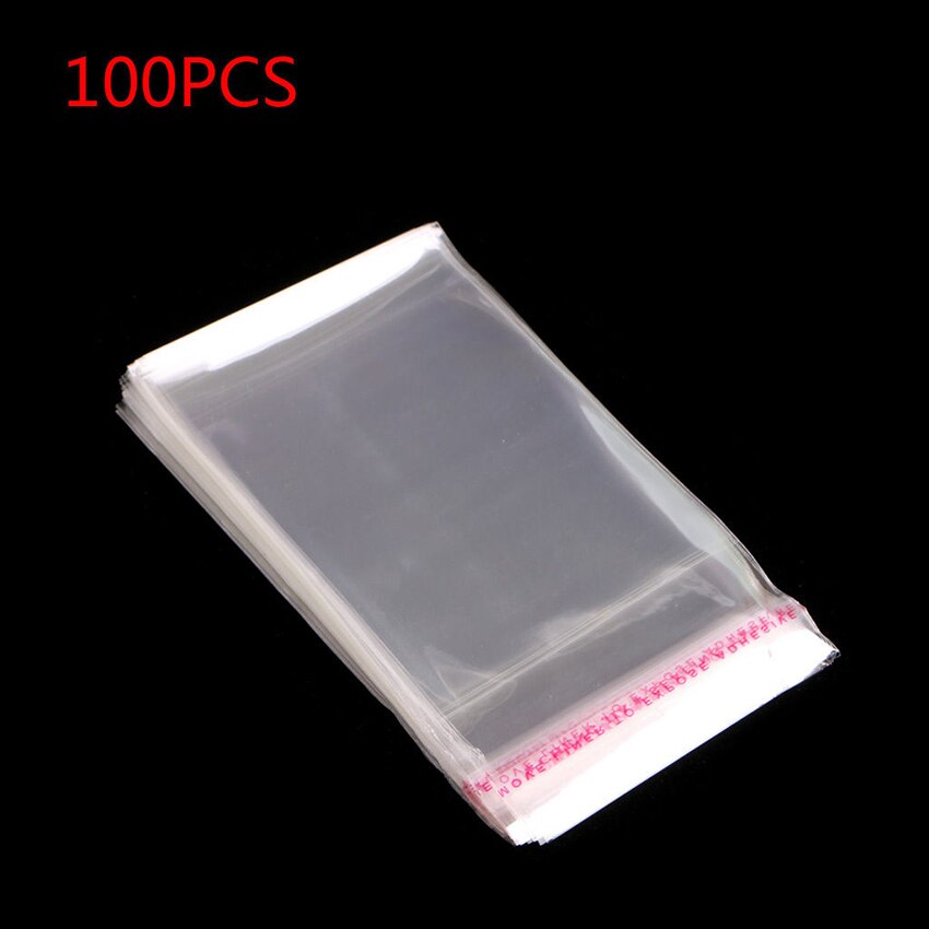 100pcs Plastic Thick Clear Transparent OPP Self Adhesive Seal Bag Resealable Poly Bags Bakery Cookie Cards Making OPP Bag: 7x12cm