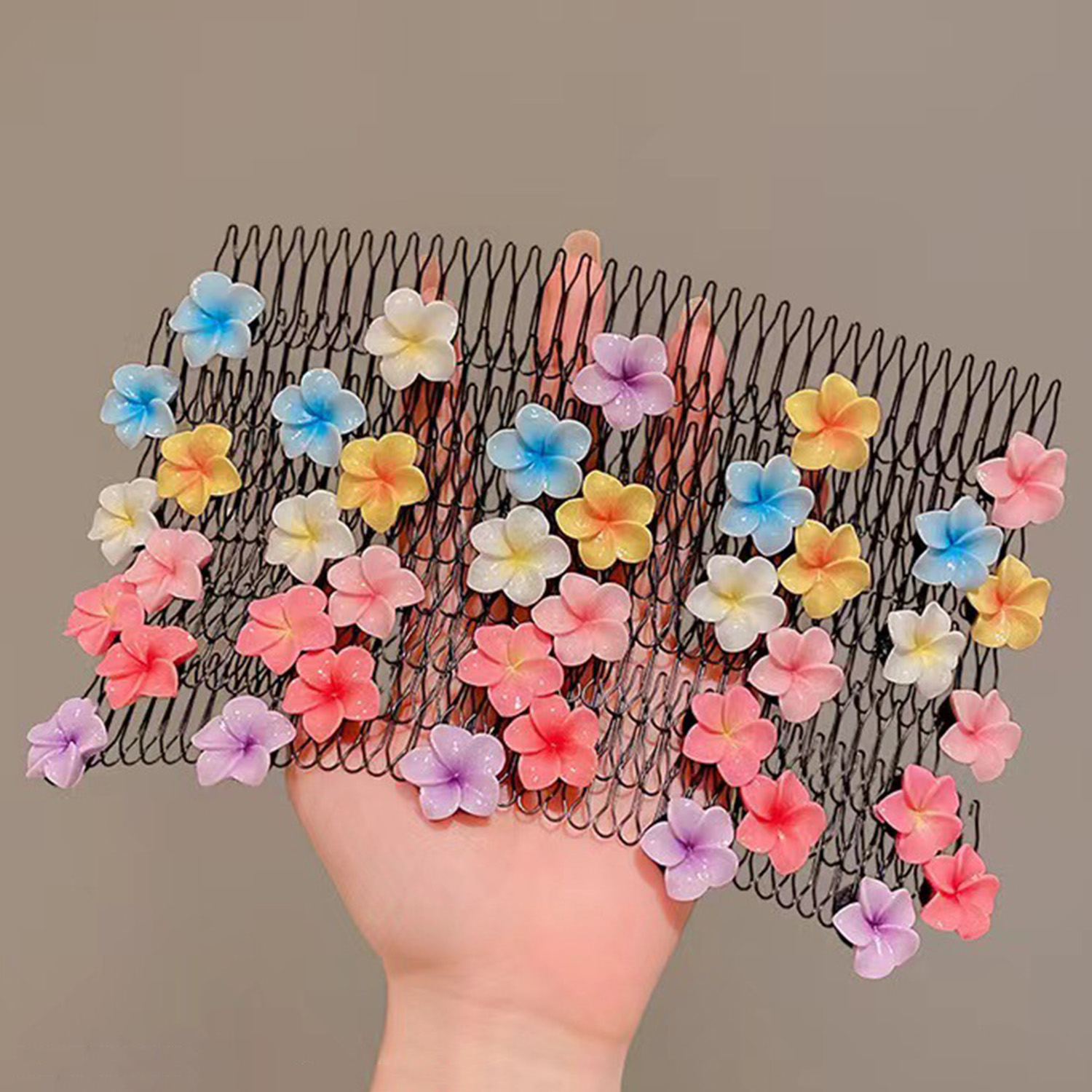 Diademas con acabado de pelo roto para mujer, accesorios para el cabello, horquillas para niños, peine largo, Flor de huevo dulce, Clips,