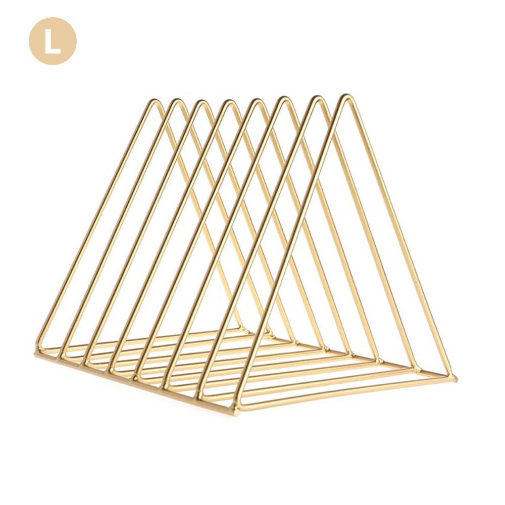 Vinyl pladestativ metal trekant bogmagasin rack pladesamling opbevaringsstativ hjem skrivebord opbevaring rack dekoration: 01 l
