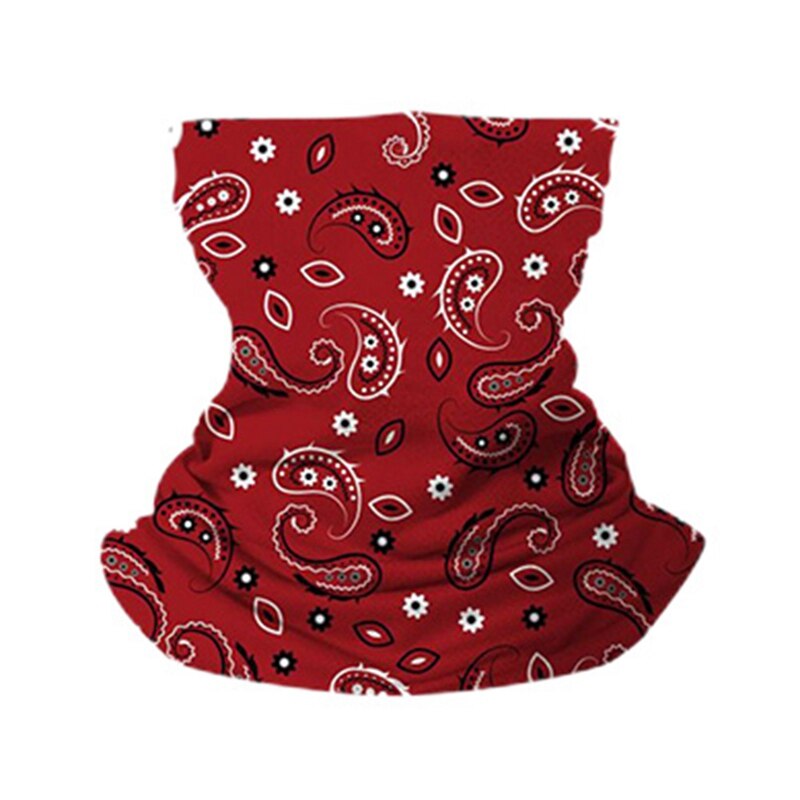 1pc cashew bloemenprint wandelsjaals heren polyester ademende kraag winddicht anti uv nekbedekking gezichtsmasker fietsbandana: Rd