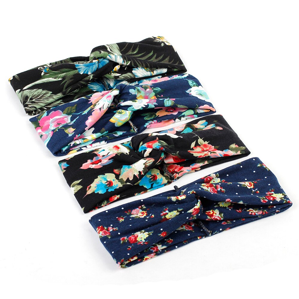 Geebro-turbante elástico de retales para mujer, diademas giratorias, cintas elásticas para el pelo, diadema de para Yoga, cinta para la cabeza para Spa para niña