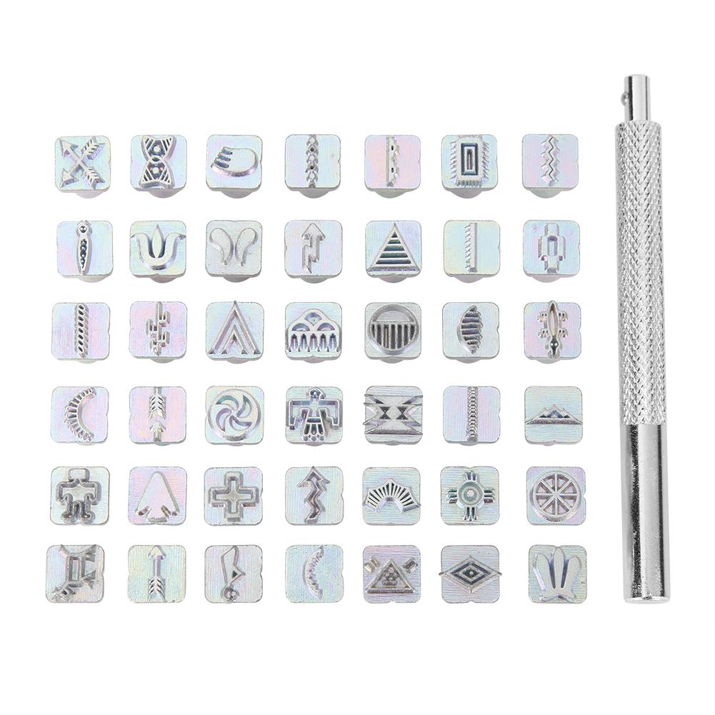 Carbon Steel Symbol Stamping Set 49 Stamps for Metal Jewelry Leathercraft Tools for Aluminium Plastic Surfaces