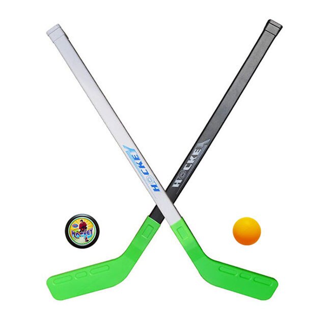 4 unids/set niños de invierno de los niños palo de Hockey sobre hielo herramientas de formación de plástico 2xSticks 2xBall de deportes de invierno de juguete se adapta para 3-6 años