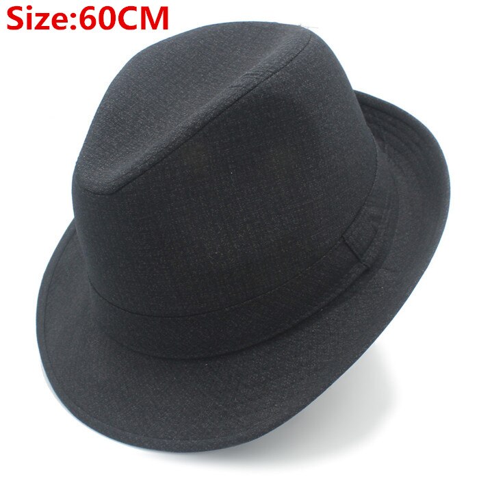 4Size 57 58 59 60CM Classic Men Summer Sun hat For Gentleman Dad Beach Homburg Fedora Jazz Hat Father Good Package!: Black 60CM