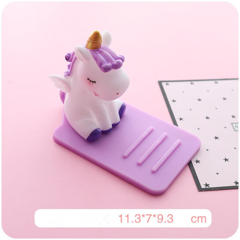 Universal- Anti-Unterhose Telefon Halfter Nette Karikatur Einhorn praktisch Schreibtisch Halterung Stehen Tabletten für Alle Telefon: lila