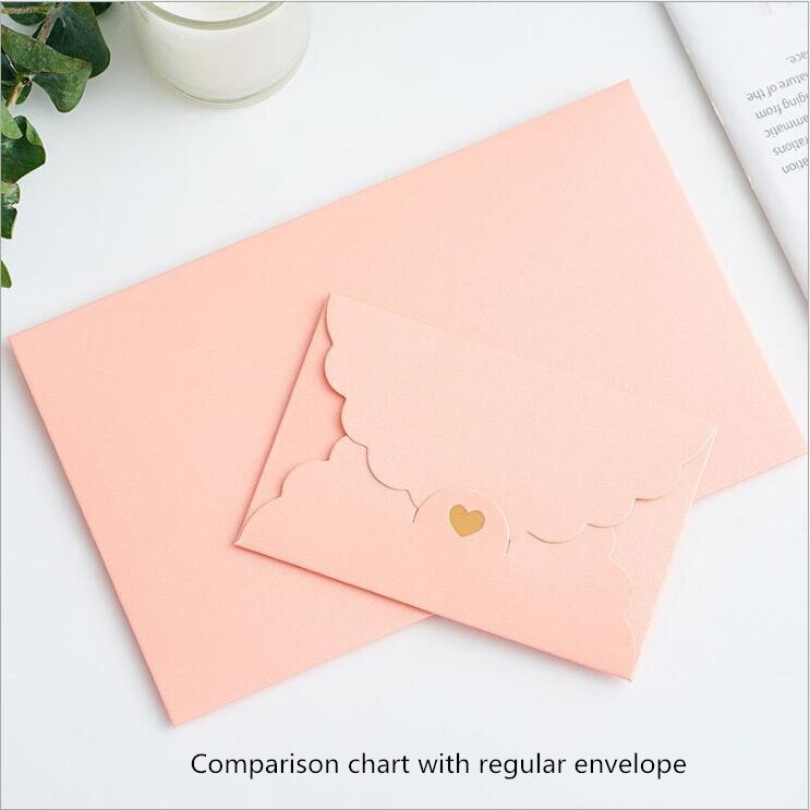 50pcs 10.5*7cm Pearlescent Kraft Paper Love Heart Envelope Mini Card Envelope Romantic Love Letter Paper Envelope