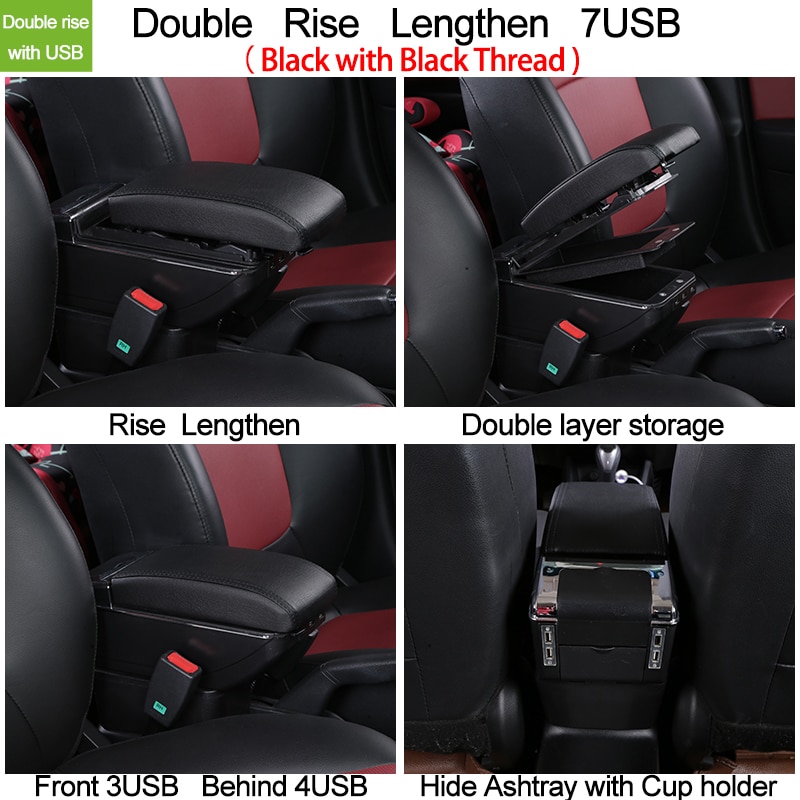 for Toyota Avanza armrest box universal car center console caja modification accessories double raised with USB