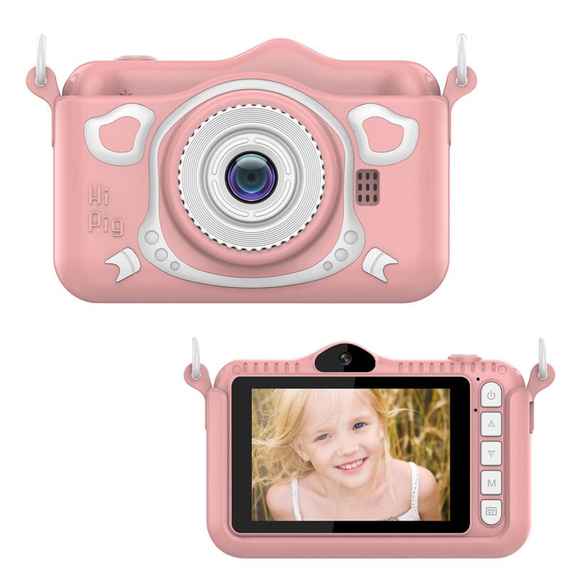 Fotocamera digitale per bambini schermo HD da 3.5 pollici anteriore e posteriore doppia fotocamera per bambini foto Video giocattolo fotocamera regalo di compleanno per ragazzi ragazze: Pink / With 16GB SD Card