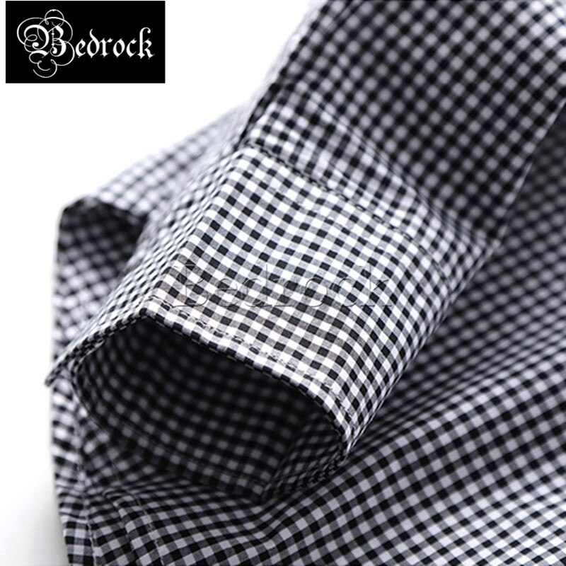 MBB retro men's plaid shirt spring autumn long-sleeved loose American casual classic black white plaid shirt 9156