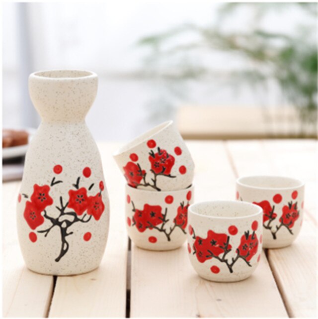 Pot en céramique japonais Vintage porcelaine | Pot Flagon service de tasses de spiritueux, boisson de cuisine, Bar service de vin saké japonais: Gris clair