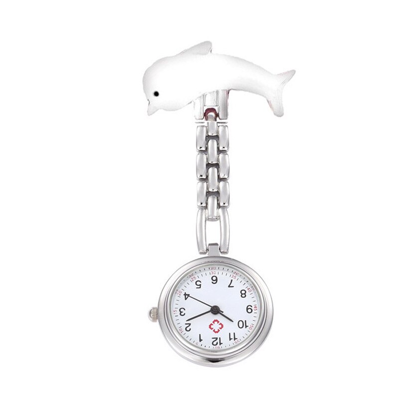 Neue Kommen frauen Delfine Quarz Krankenschwestern Uhr Legierung Taschenuhr Smiley Krankenschwester Tabelle Uhren ~ LXH: Weiß