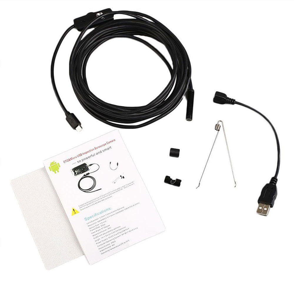 Endoscope portatif 5.5mm, cuillère auriculaire, boroscope 6 IP67 USB, surveillance de Photos vidéo en temps réel, téléphones portables, ordinateurs