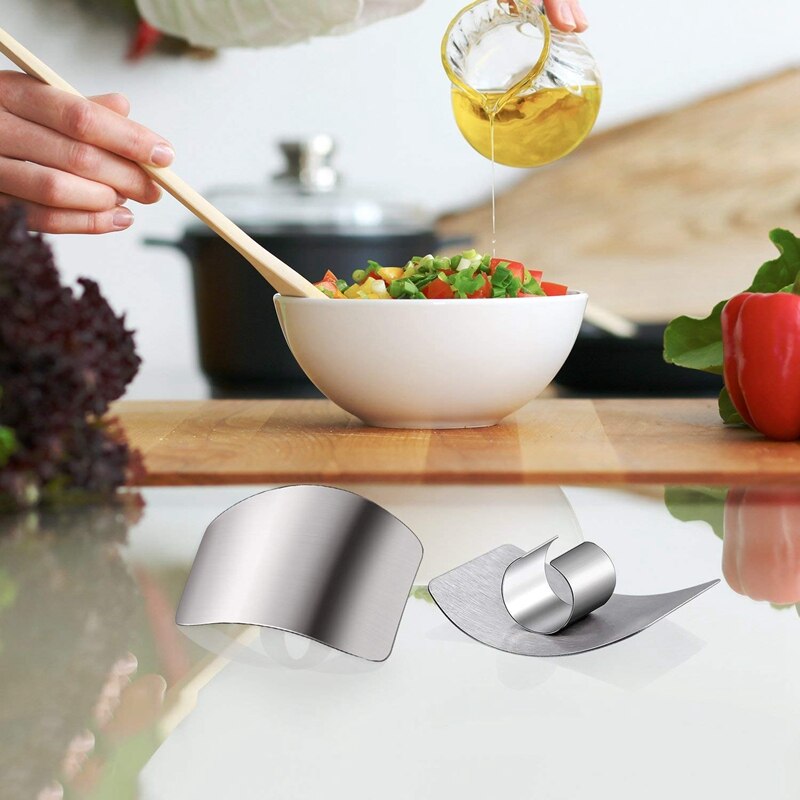 4 Pack Stainless Steel Finger Guard Finger Protector Safe Knives Guard Chop Safe Slice Kitchen Tool For Dicing and Slicing in Ki
