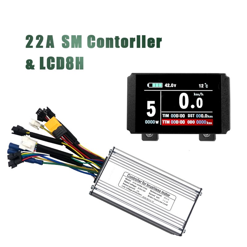 KT-controlador de Motor para bicicleta eléctrica, 36V, 48V, 350W, 500W, 750W, 22A, LCD, con función de luz