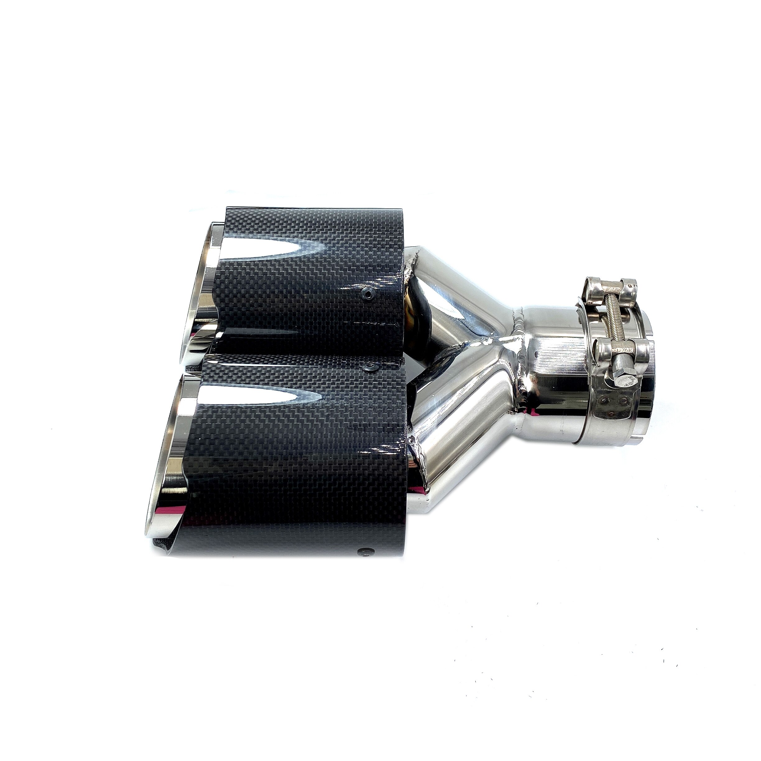 1PCS Universal DUAL Exhaust Tip Glossy carbon fiber exhaust pipe tail quad exhaust muffler tip