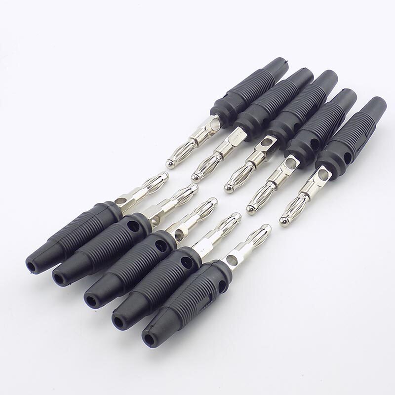 10Pcs/lot Red and Black 4mm Solderless Side Stackable Banana Plug Connector For Musical Speaker Video Audio DIY Connector U27: 10pcs black