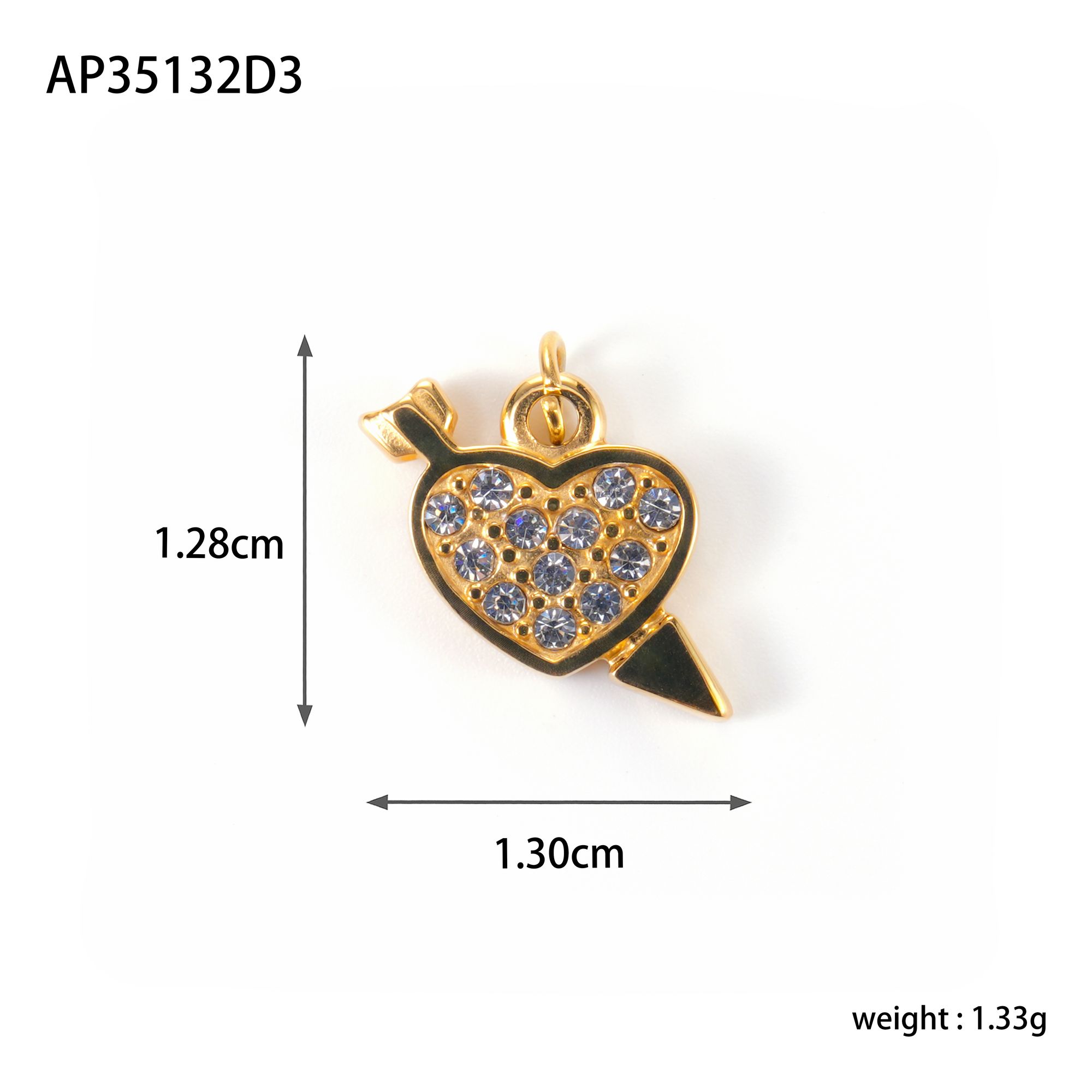 CARLIDANA-Breloques en acier inoxydable plaqué or, pendentif coeur rouge, goutte d'huile, déclaration de connaissance chaude, bijoux à bricoler soi-même pour la Saint-Valentin: Couleur or jaune pâle
