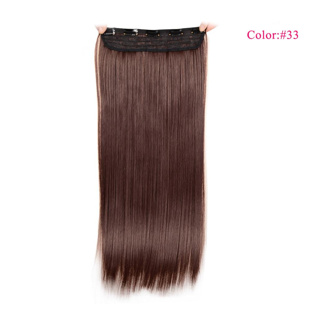 Valen Pruiken 22 inch 5 Clips In Een Stuk Pure Kleur Straight Stijl Haar Clip Op Een Stuk Synthetisch Haar extensions Voor Vrouwen: #33