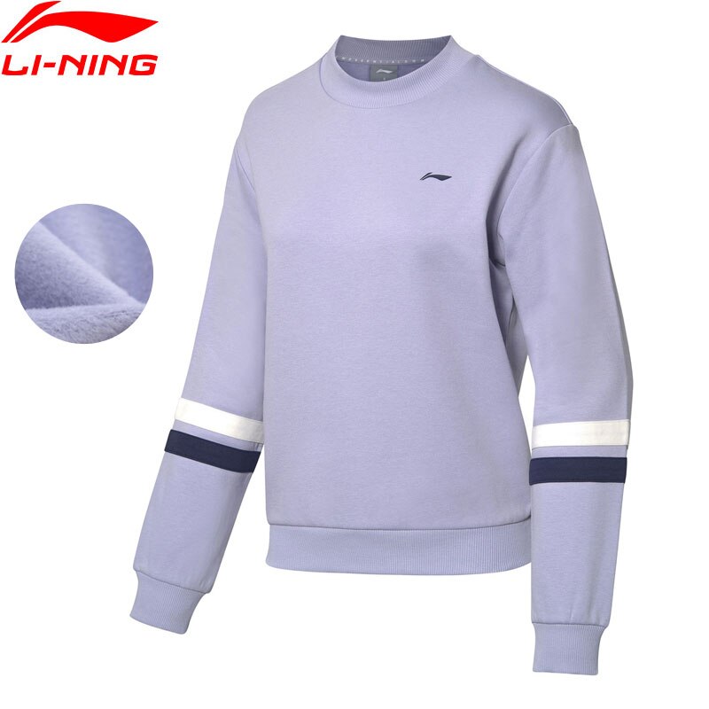 Li-Ning Training Series Women Winter Fleece Sweatshirts 69% Cotton 31% Polyester LiNing WARM AT Sports Pullovers AWDP476 COND19