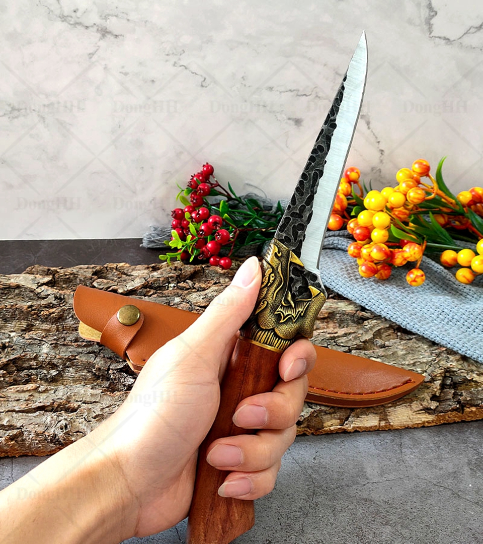 Knife Kitchen High Carbon Stainless Steel 5Cr1 5CoMov Chef Knife Set With Sheath Forged Meat Cleaver Dragon Decor