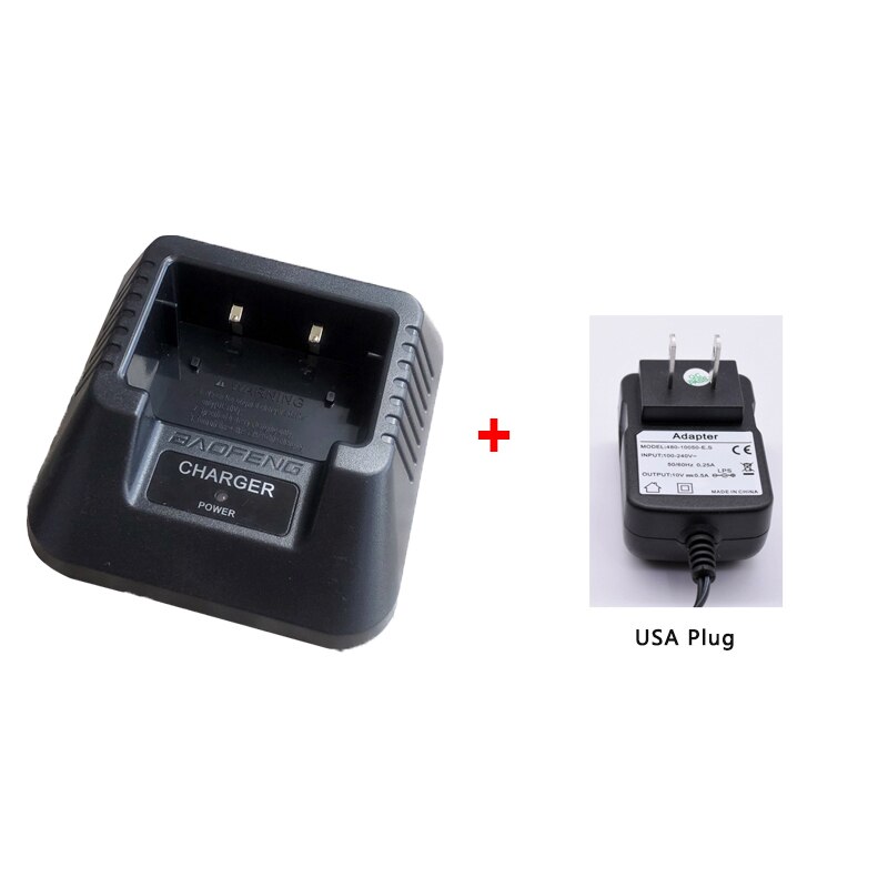 Baofeng caricatore di UV-5R originale con spina ue/regno unito/USA/AUS/USB/auto per Walkie Talkie UV5R UV5RE UV5RA Radio bidirezionale accessori: With USA Plug