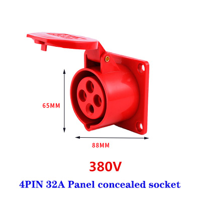 Hane hona  ip44 industriell kontakt och uttag vattentät kontakt 3- stifts 4 -stifts 5 -stifts 16a/32a elektrisk anslutning väggmonterat uttag: Typ 3