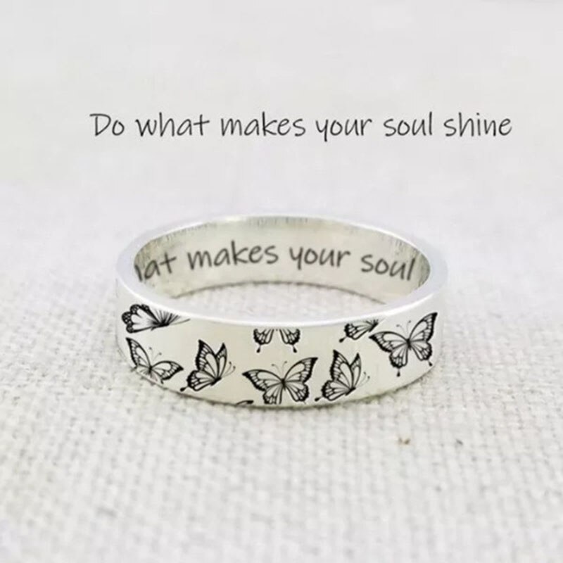 Dames Leuke Retro Graveren Libel Vlinder Brief Ring Hip Hop Gothic Party Ring Vrouwelijke Sieraden