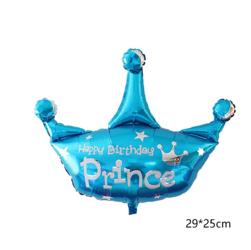 1pc store rosa guld pink blå krone folie ballon børn fødselsdag dekoration prinsesse prins ballon baby shower bold: 29 x 25cm blå