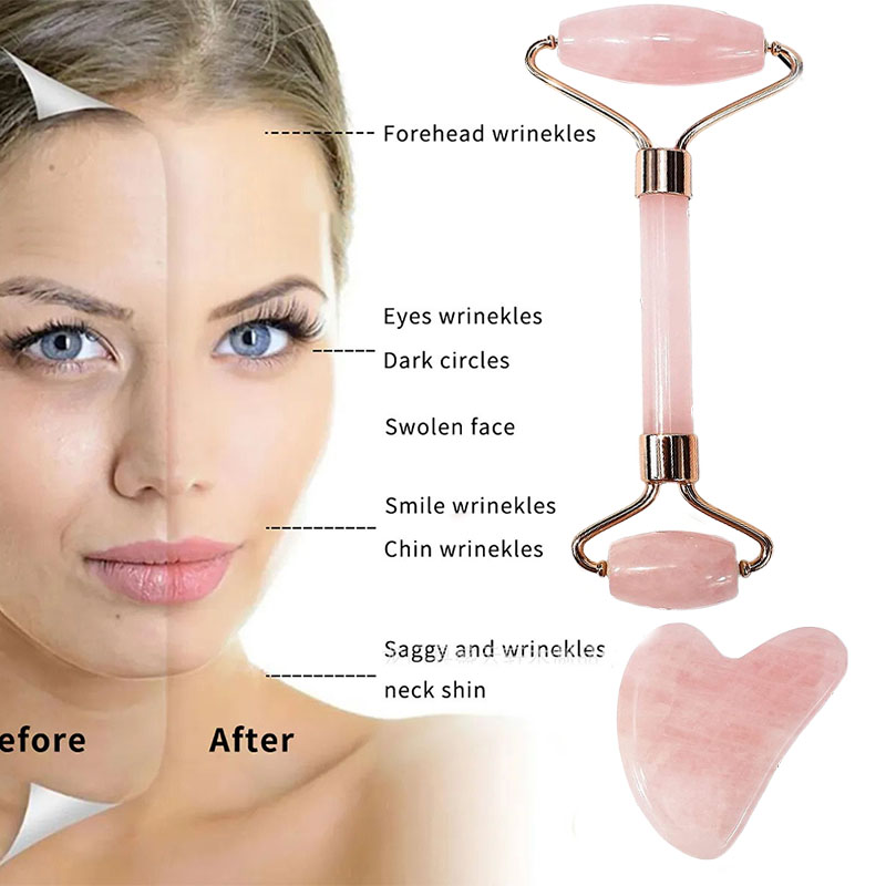Herramienta masajeadora de rodillo facial, raspador Gouache, herramienta Gua Sha, piedra Gousha para la cara, Gua Sha Visage LBHL07, 2 uds.