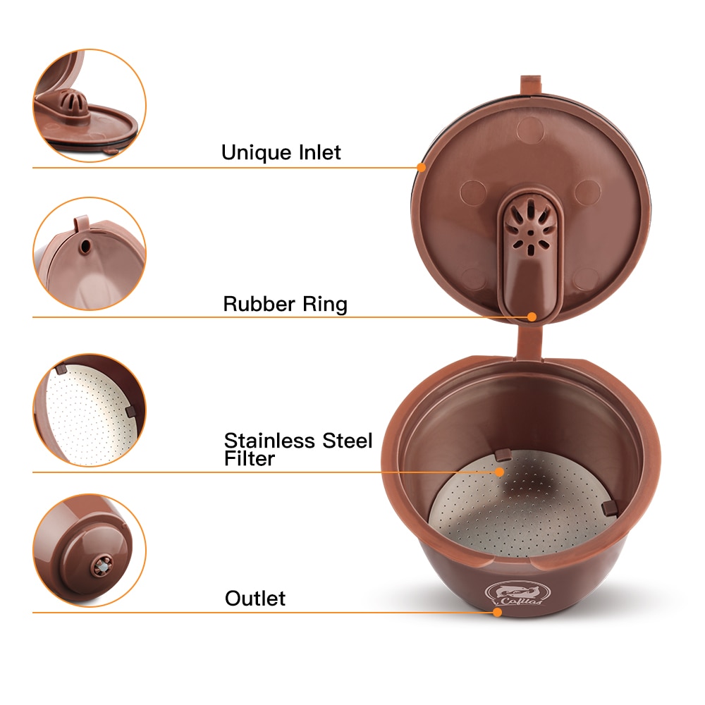 Icafilas-filtro de cápsula de café con Crema para Dolce Gusto, cestas reutilizables rellenables para taza de café, actualización de 3. ª para cafetera Dolce Gusto