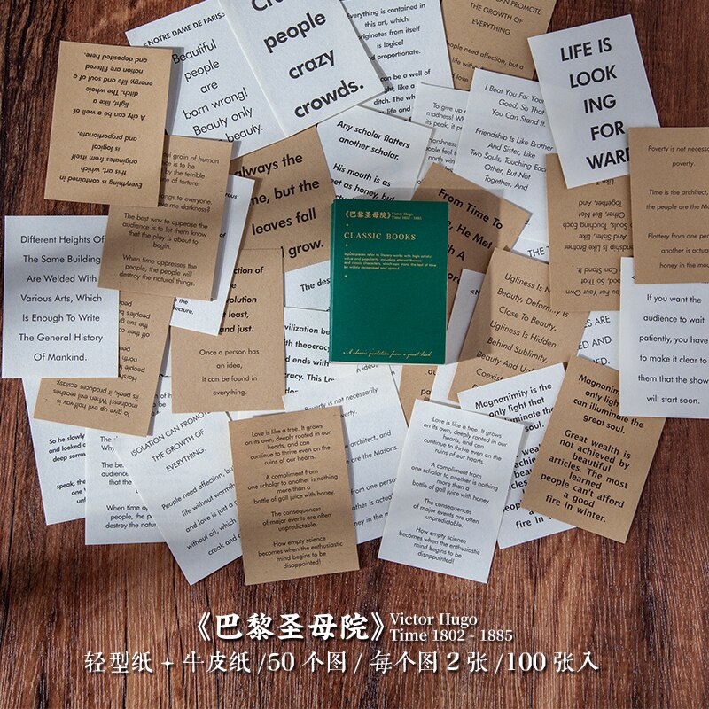 100 hojas de obra maestra de escritor, pequeño libro de recortes, material de decoración diy vintage, marcador de Arte de papel artesanal, papel de origami