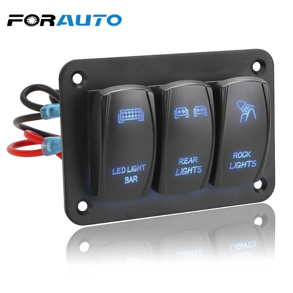 3 Gang Rocker Switch Panel 12V 24V Control Panel Toggle Switch LED Light ON/Off For Auto Car Marine ATV UTV IP65 waterproof