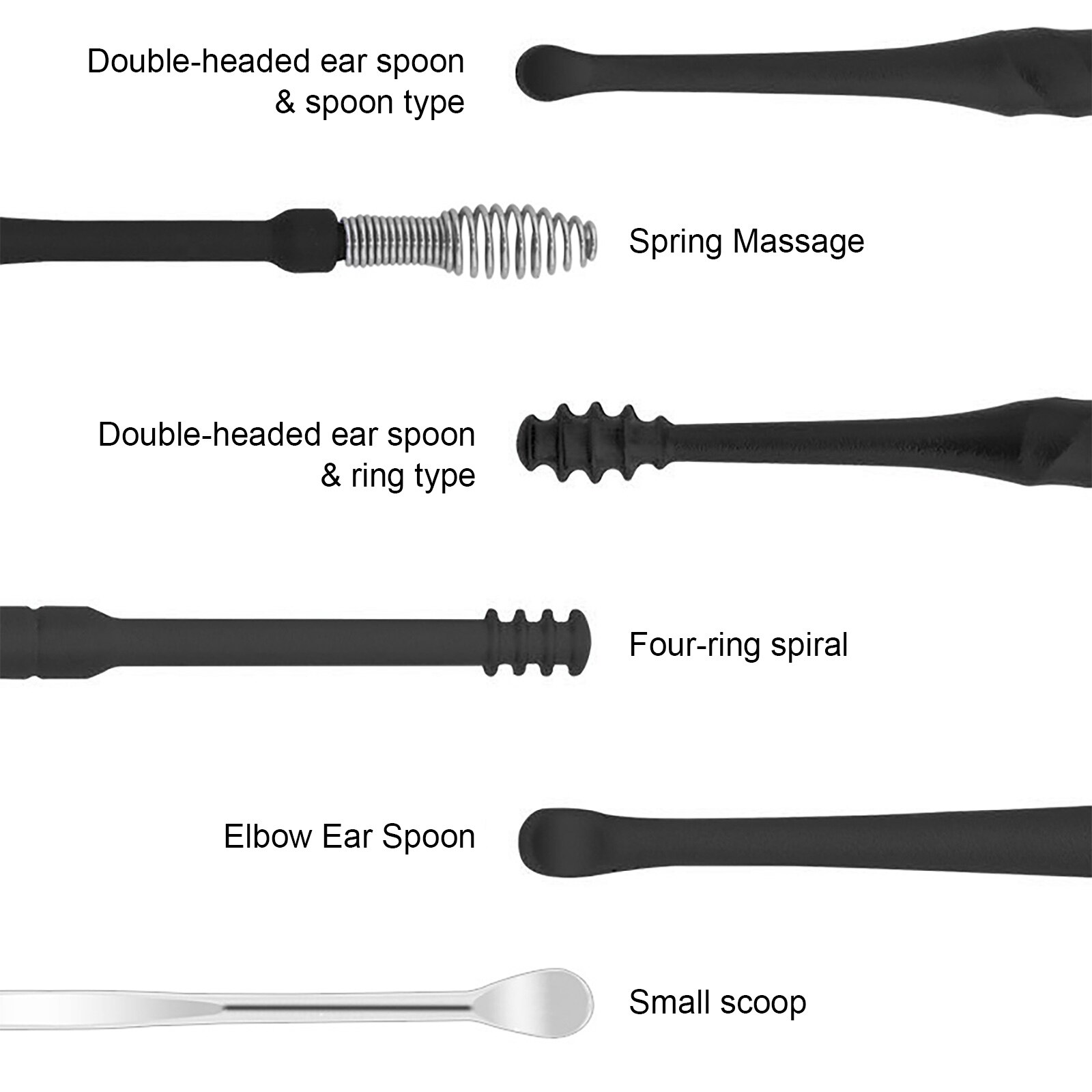 Ear Cleaner Wax Removal Tool Earpick Sticks Earwax Remover Curette Ear Pick Cleaning Ear Cleanser Spoon Healthcare Earpick Set