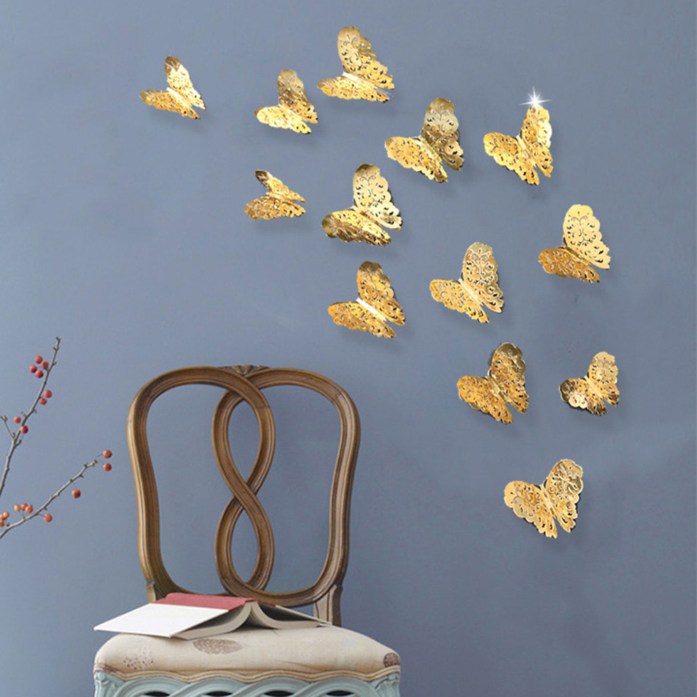 12 Pcs 3D Hollow Wall Stickers Butterfly Fridge for Home Decoration Mariposas Decorativas Wall Decor Mariposas Decorativas30