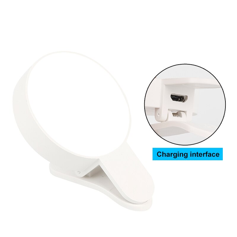 Mobile Phone Fill Light 3 Gears Dimming LED Selfie Ring Light Photography Clip Light Supplementary Lighting 360° Rotatable