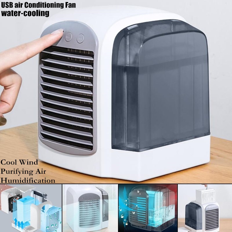 USB Water-cooling Air Conditioning Fan Purifying Air Humidification Cool Wind Three-speed Adjust Fan Soft Light Strong Wind Fan