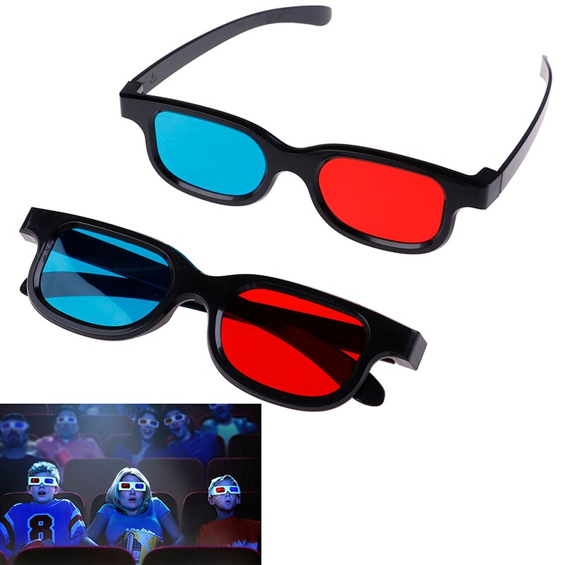1Pcs Red Blue 3D Glasses Black Frame For Dimensional Anaglyph TV Movie DVD Game: 1pc as pic