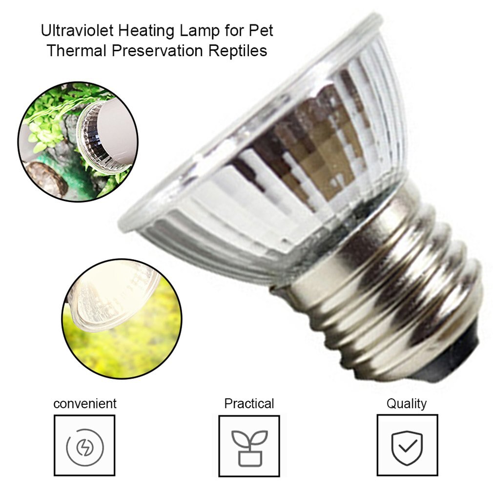 Lámpara halógena de espectro completo para reptiles, luz de sol con calefacción para tortugas, UVB, Turtle Tuff, a prueba de salpicaduras