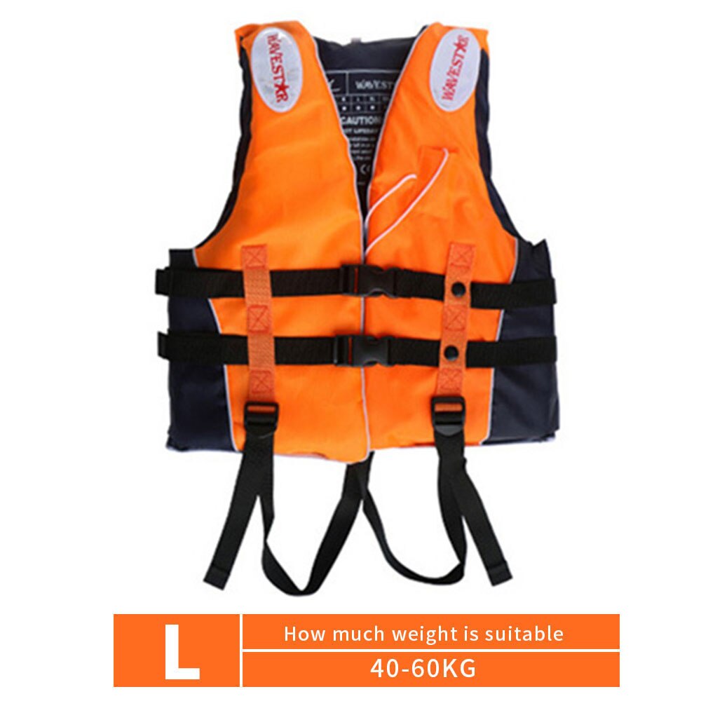 Chaleco salvavidas de pesca para niños y adultos, chaqueta de flotación, natación, rescate, exteriores, pesca de deriva, con silbato M-XXXL: orange L