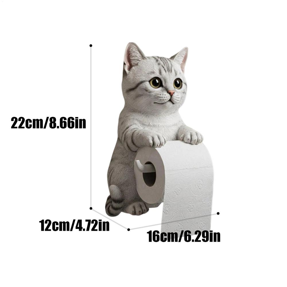 Cat Toilet Paper Holder Cat Toilet Roll Holder Wall Mounted Roll Rack Cute Dispenser for Dorm Home RV Restroom Travel Kitchen: black