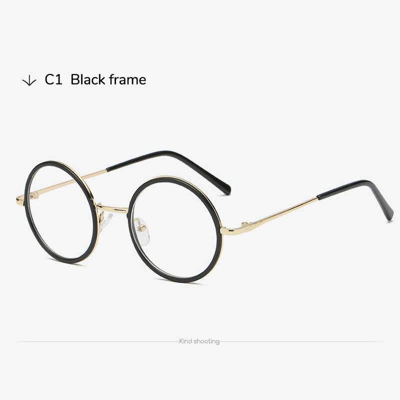 Toketorism vintage pyöreät silmälasit nainen mies retro lasit optiset kehykset: Musta