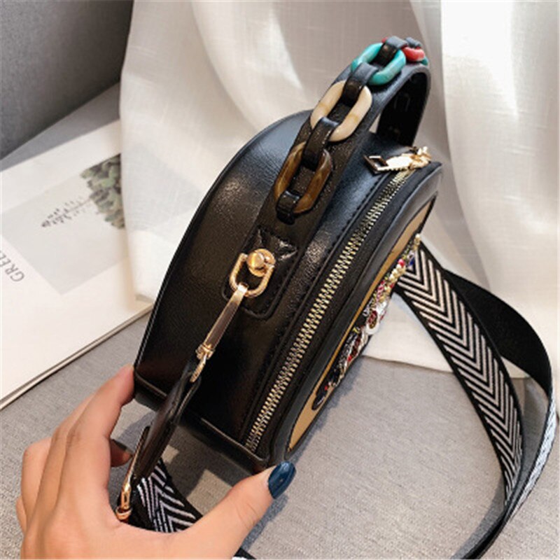 Cuoio dell'unità di elaborazione di Borsette Borse Donne Eleghant Disegno Del Ricamo Borse A Spalla Moda Femminile Che Borda il Sacchetto di Crossbody di Alta Qualità MM50045