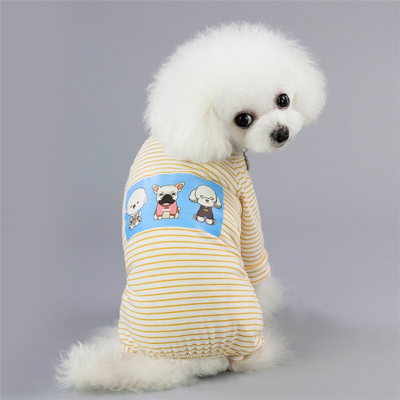 Ff135 dog summer jumpsuit rompers pet dog cotton coverall spring clothes: yellow / S