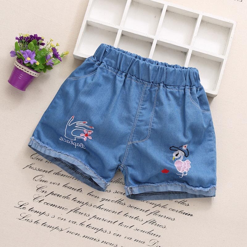 DIIMUU Kids Summer Girls Shorts Casual Elastic Waist Solid Loose Trousers Butterfly Print Cute Sports Bottom Pant