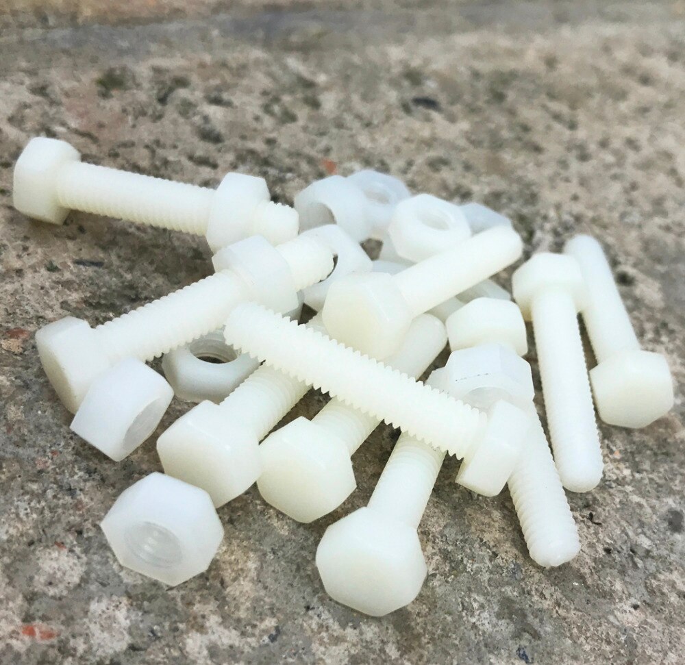 White M8 Stand-off Nylon Screws Bolt &amp; Nuts Set Kit Box Plastic Accessories Assortment Kit-20PCS