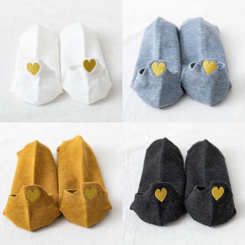 Funny Woman Socks Women 4 Pairs Pack Short Ankle Socks Happy Kawaii Girls Cotton Cartoon Cute Heart Casual Sock harajuku Sox: 2