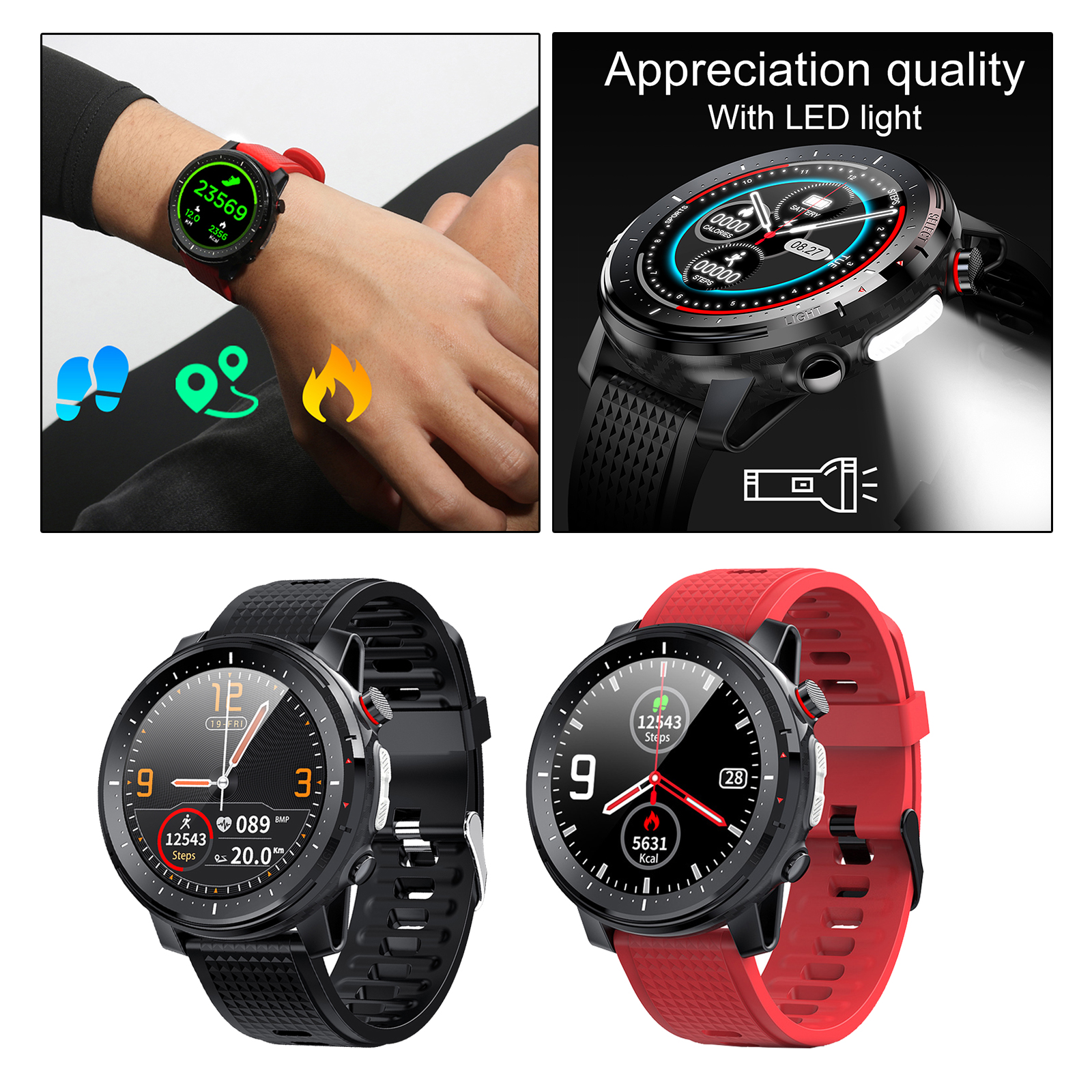 L15 Smart watch Blood pressure monitor IP68 Waterproof Fitness Tracker