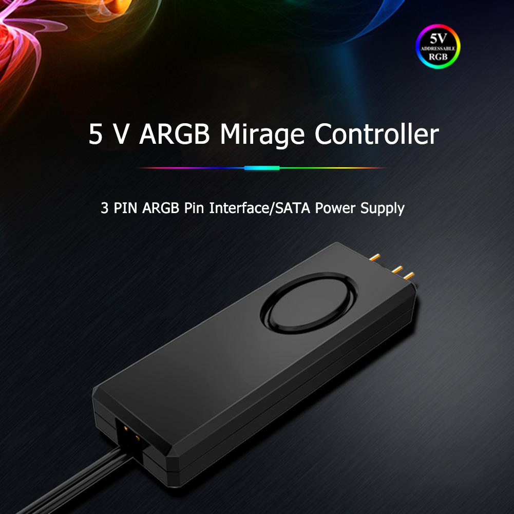 Desktop Computer Fan ARGB Controller SATA Pin Power Supply Remote Control for 3Pin 5V Case LED Lighting Computer Accessories