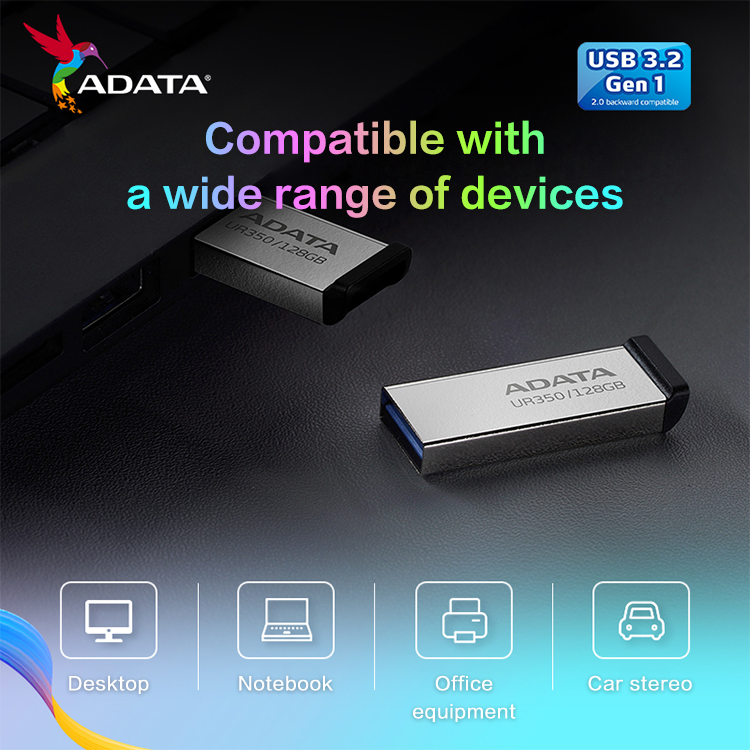 ADATA USB 3.2 Flash Drive UR350 Metalen Pen Drive 32GB 64GB 128GB 256GB opslag Flash U Disk Memory Stick voor Computer