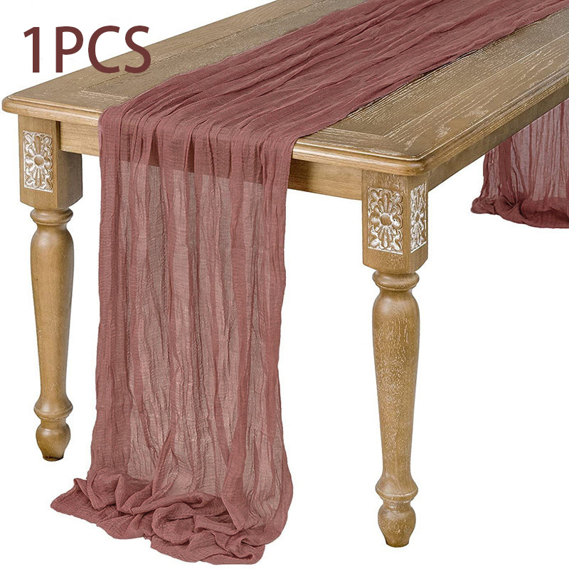 90 x 400cm halvtransparent gasbinda bordslöpare matsal vintage bröllop brud jul banketter fest valv tårtdekoration